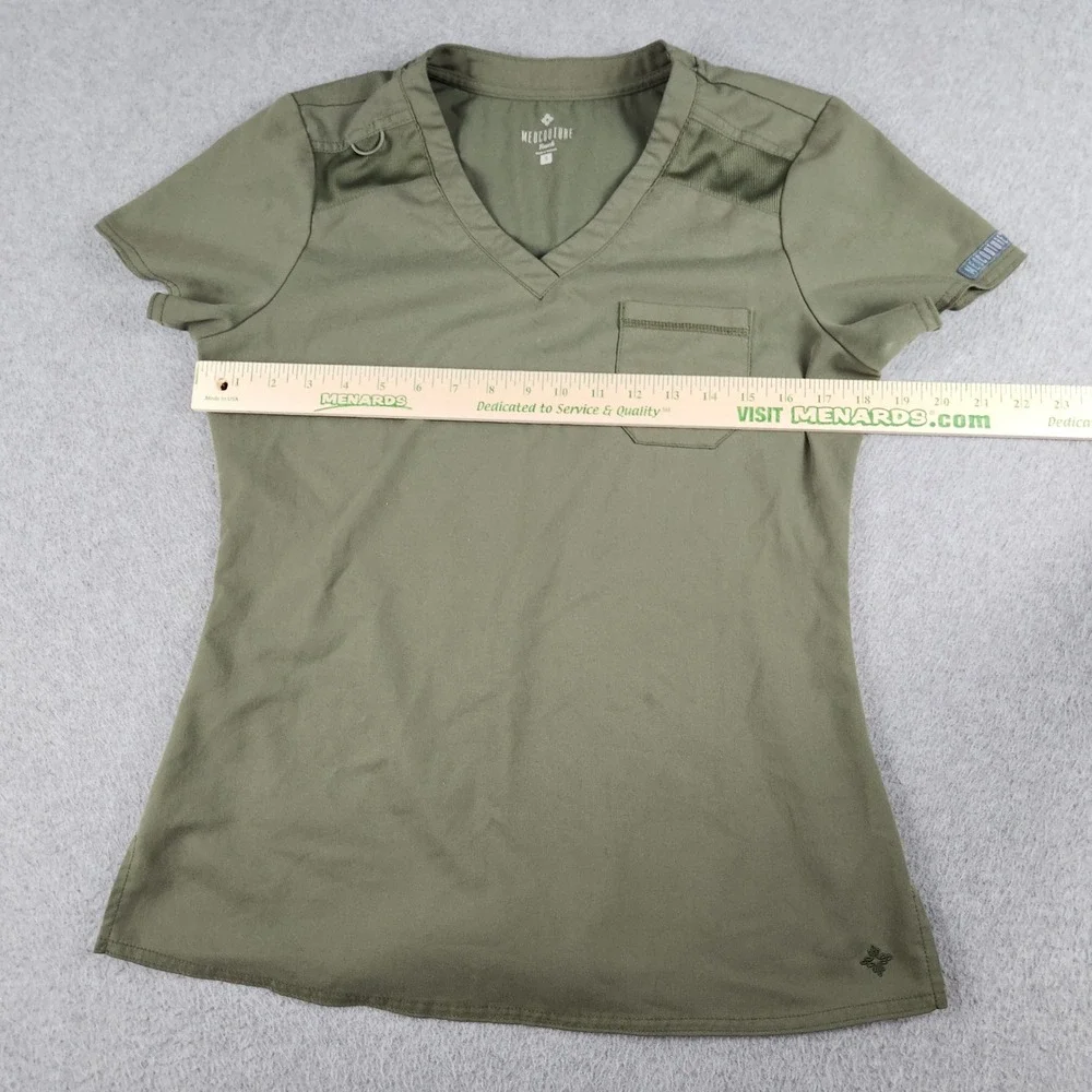 Med Couture 2 Piece Scrub Set Womens Small Olive Green Touch Medical V-Neck